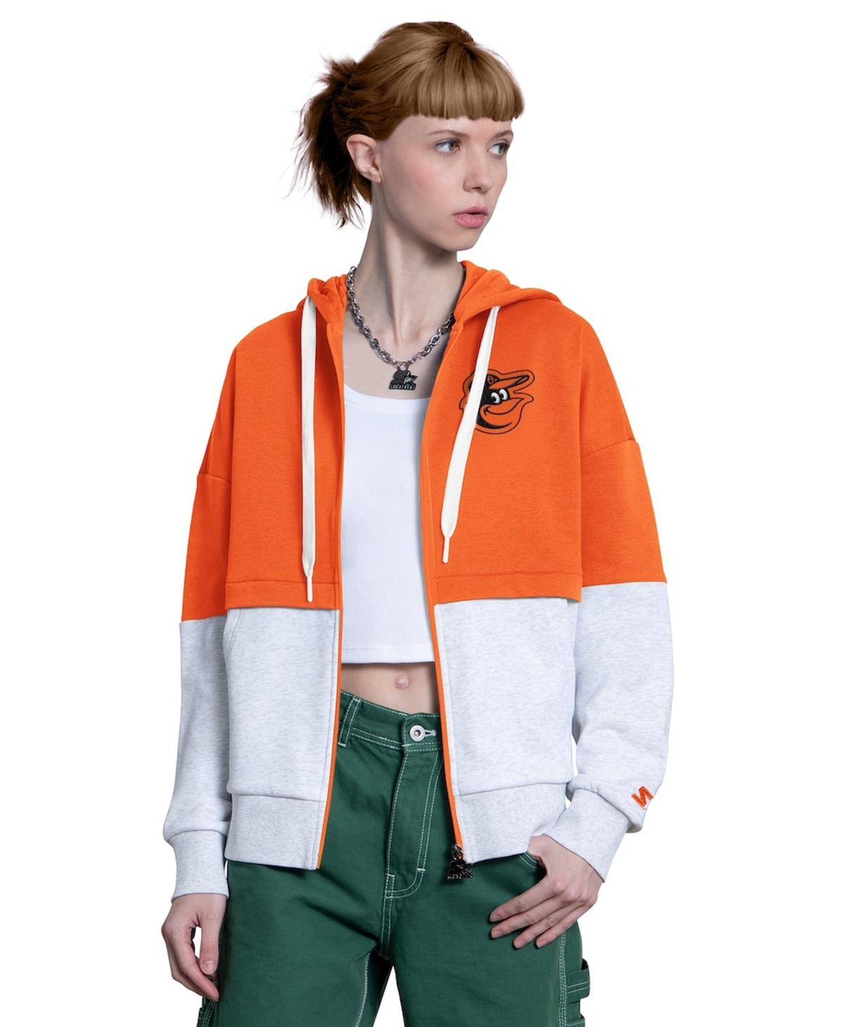 Starter Women’s Orange/Heather Gray Baltimore Orioles Wishbone Full-Zip Hoodie – Orange, Heather Gray