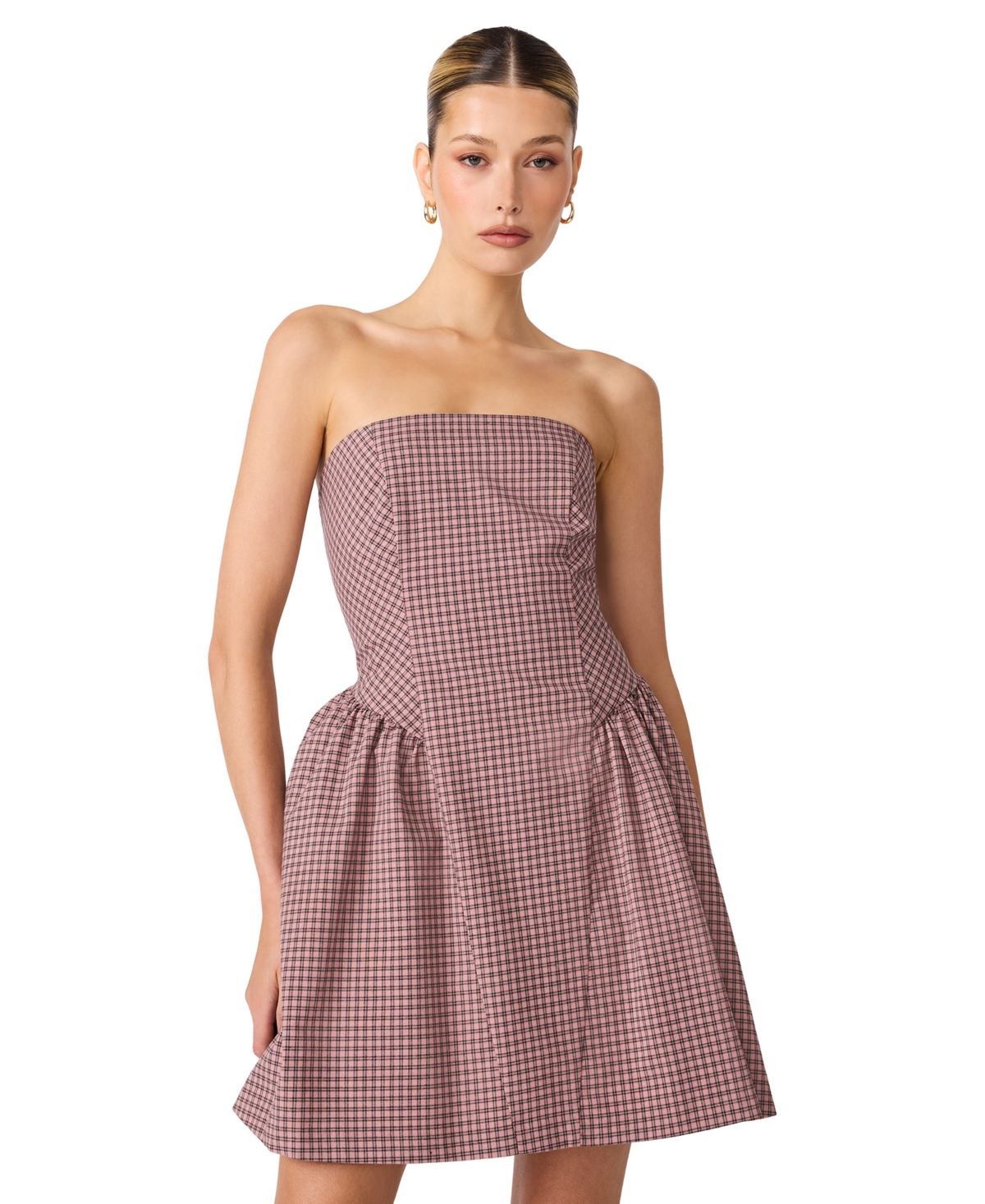 Steve Madden Women’s Paulinna Fit & Flare Plaid Strapless Dress – Pink And Black Plaid Steve Madden Women’s Paulinna Fit & Flare Plaid Strapless Dress – Pink And Black Plaid