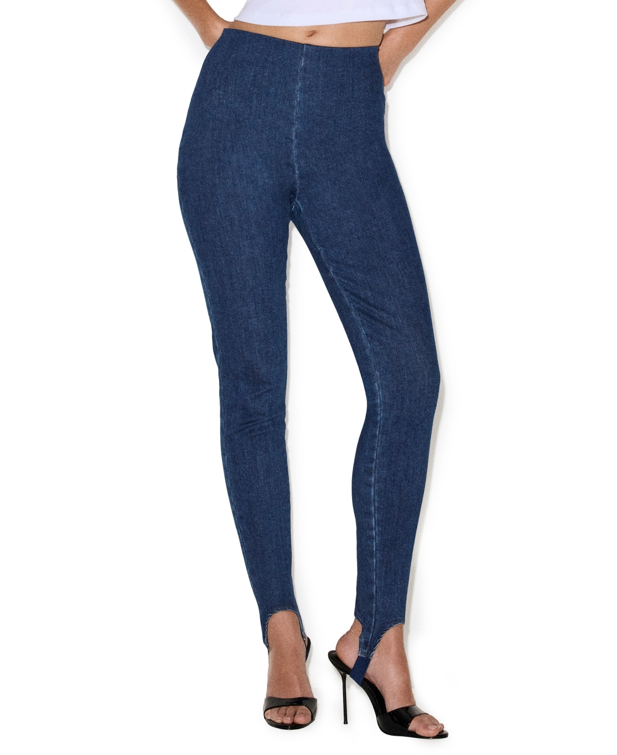 Steve Madden Women’s Rockaway High-Waist Skinny Stirrup Denim Leggings – French Blue Steve Madden Women’s Rockaway High-Waist Skinny Stirrup Denim Leggings – French Blue