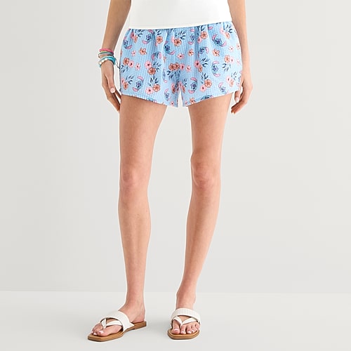 Stitch Boxer Short Womens Mid Rise Juniors Pull-On Short, Small, Blue Stitch Boxer Short Womens Mid Rise Juniors Pull-On Short, Small, Blue