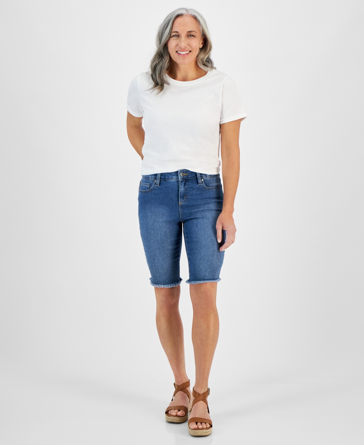 Style & Co Petite Raw-Edge Denim Bermuda Shorts, Created for Macy’s – The End