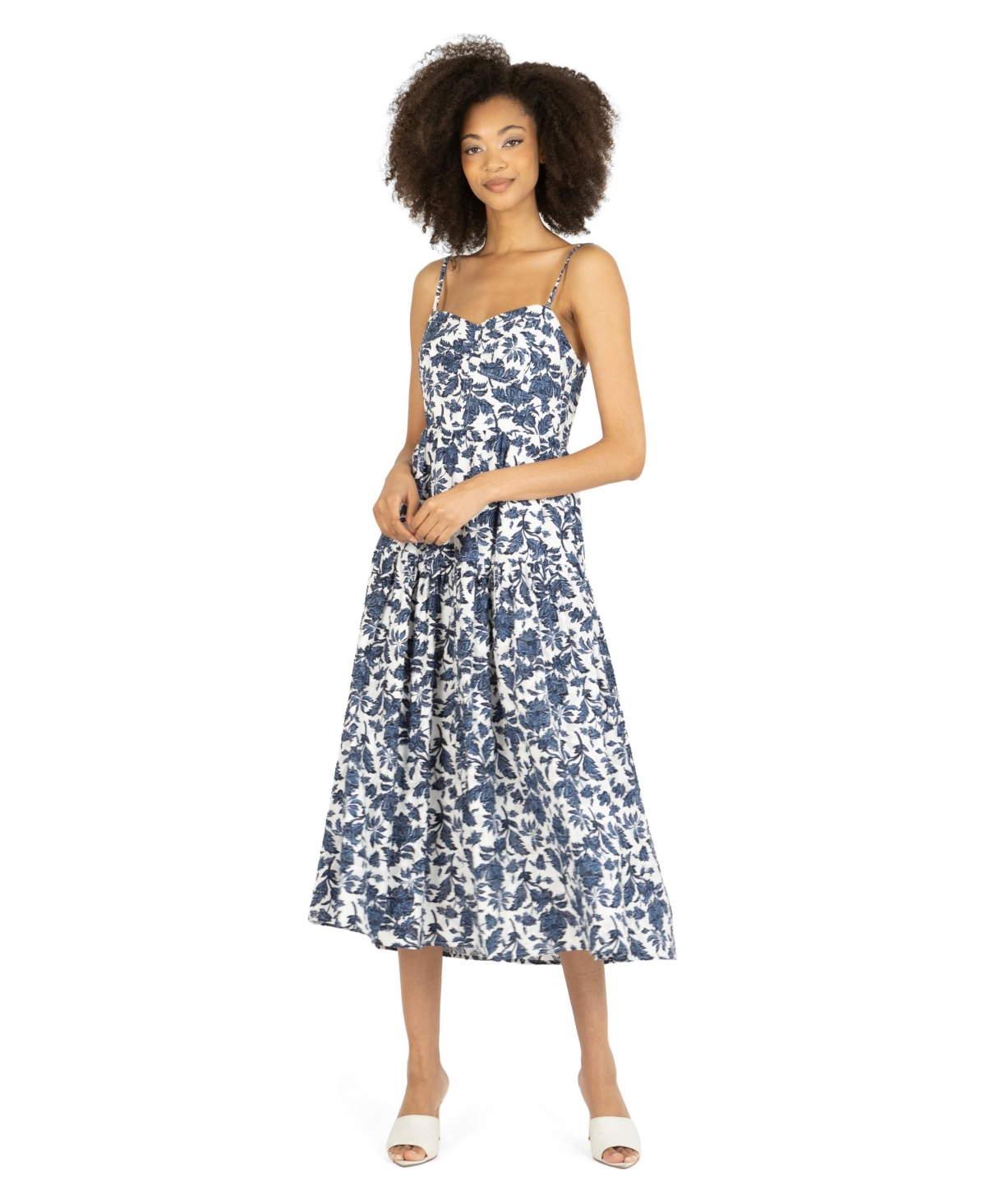 Super Natural by Secret Mission Women’s Nehru Dress – Blue floral print