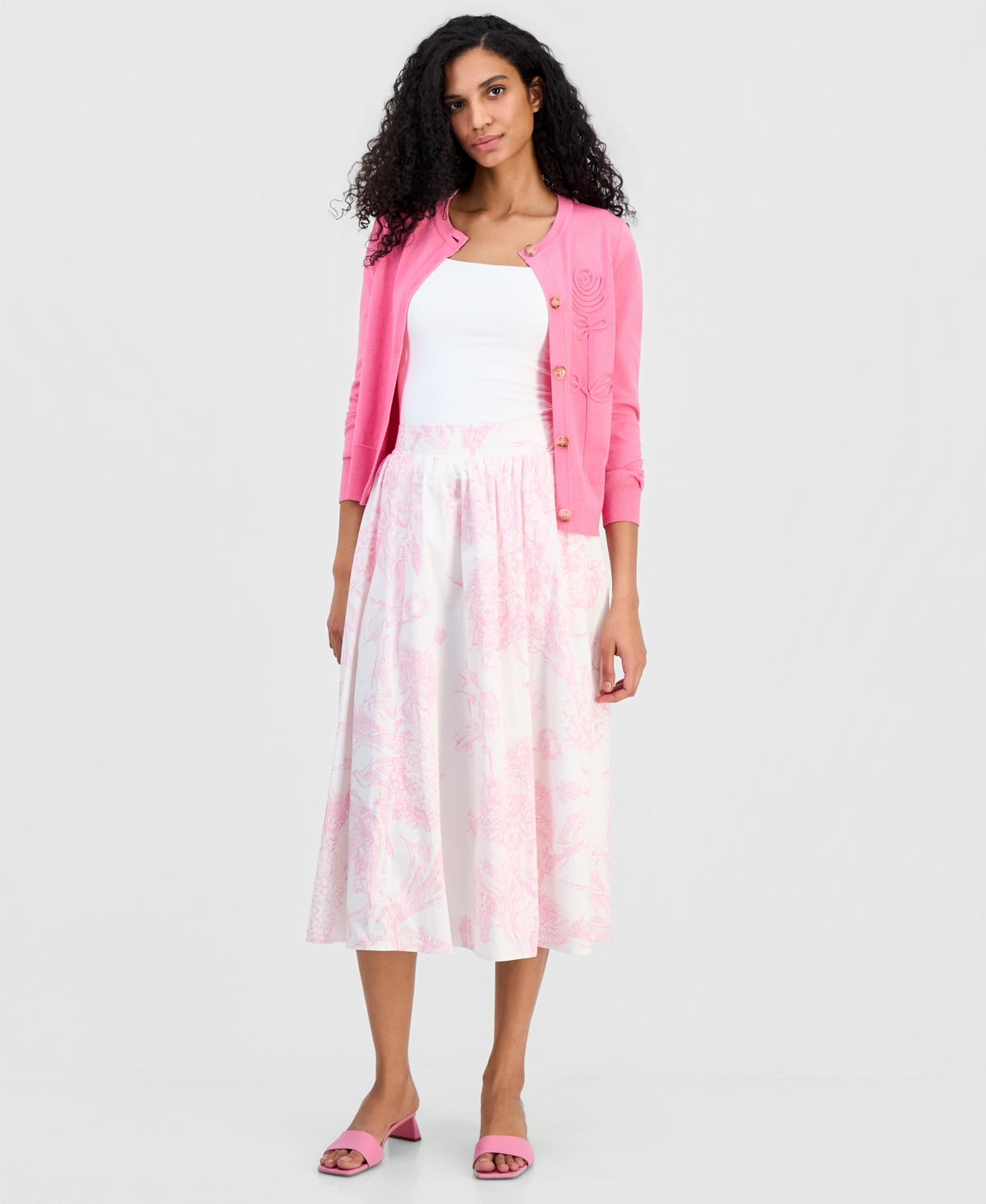 T Tahari Women’s Pull-On Midi Skirt – Etheral Garden (Cosmic Rose) T Tahari Women’s Pull-On Midi Skirt – Etheral Garden (Cosmic Rose)