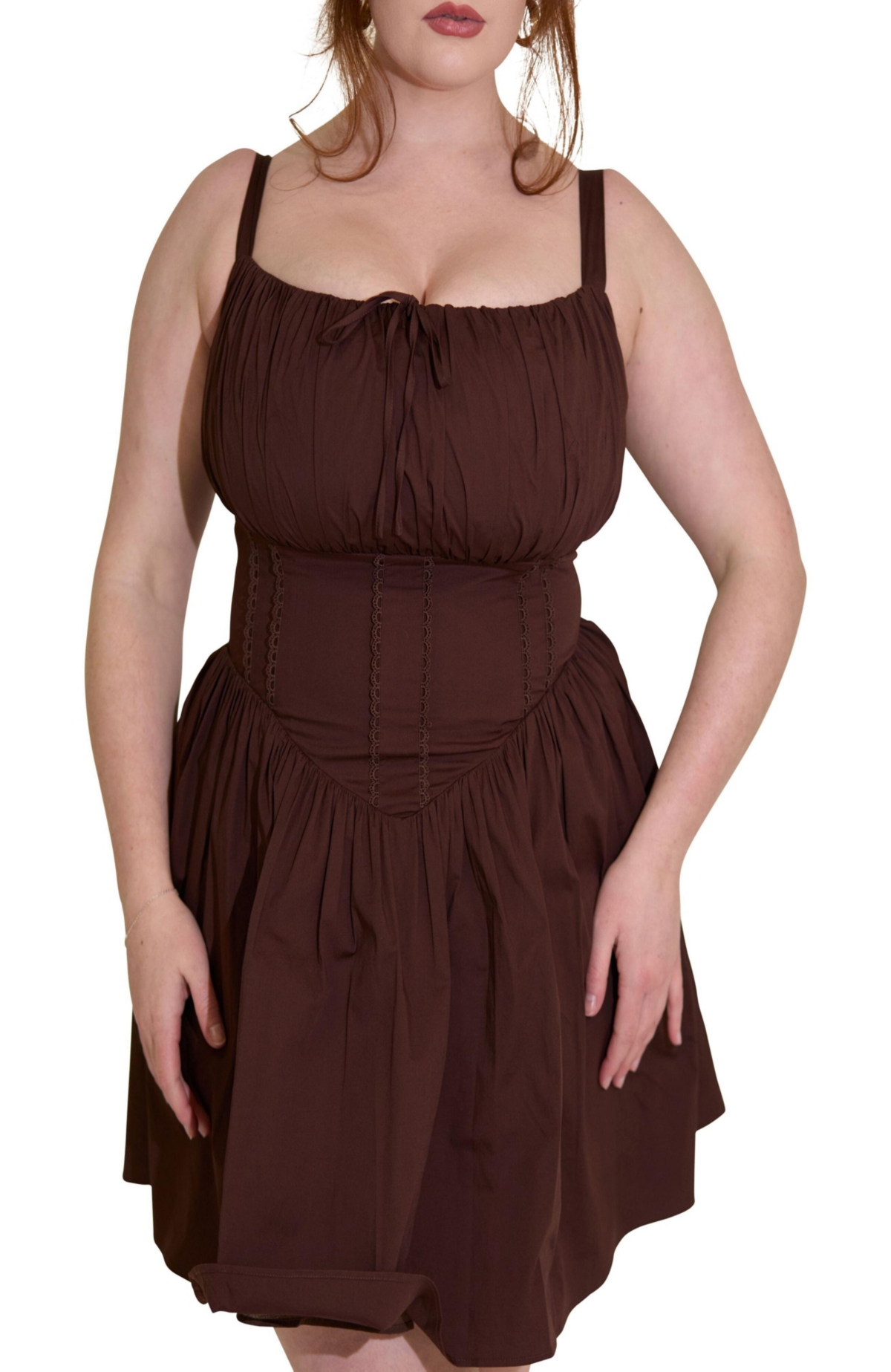 Taideux Women’s Camille Fuller Bust Cotton Mini Corset Dress – Rich brown Taideux Women’s Camille Fuller Bust Cotton Mini Corset Dress – Rich brown