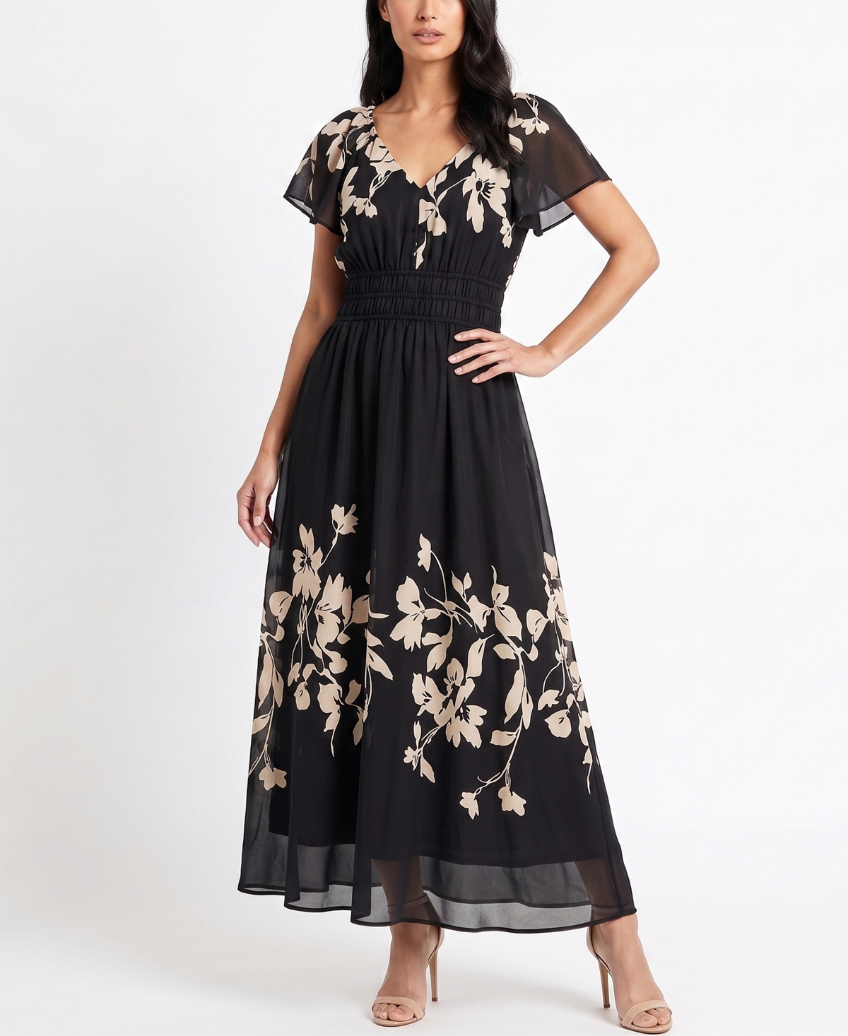Taylor Women’s Floral Smocked Waist Dress – Black Oak Taylor Women’s Floral Smocked Waist Dress – Black Oak