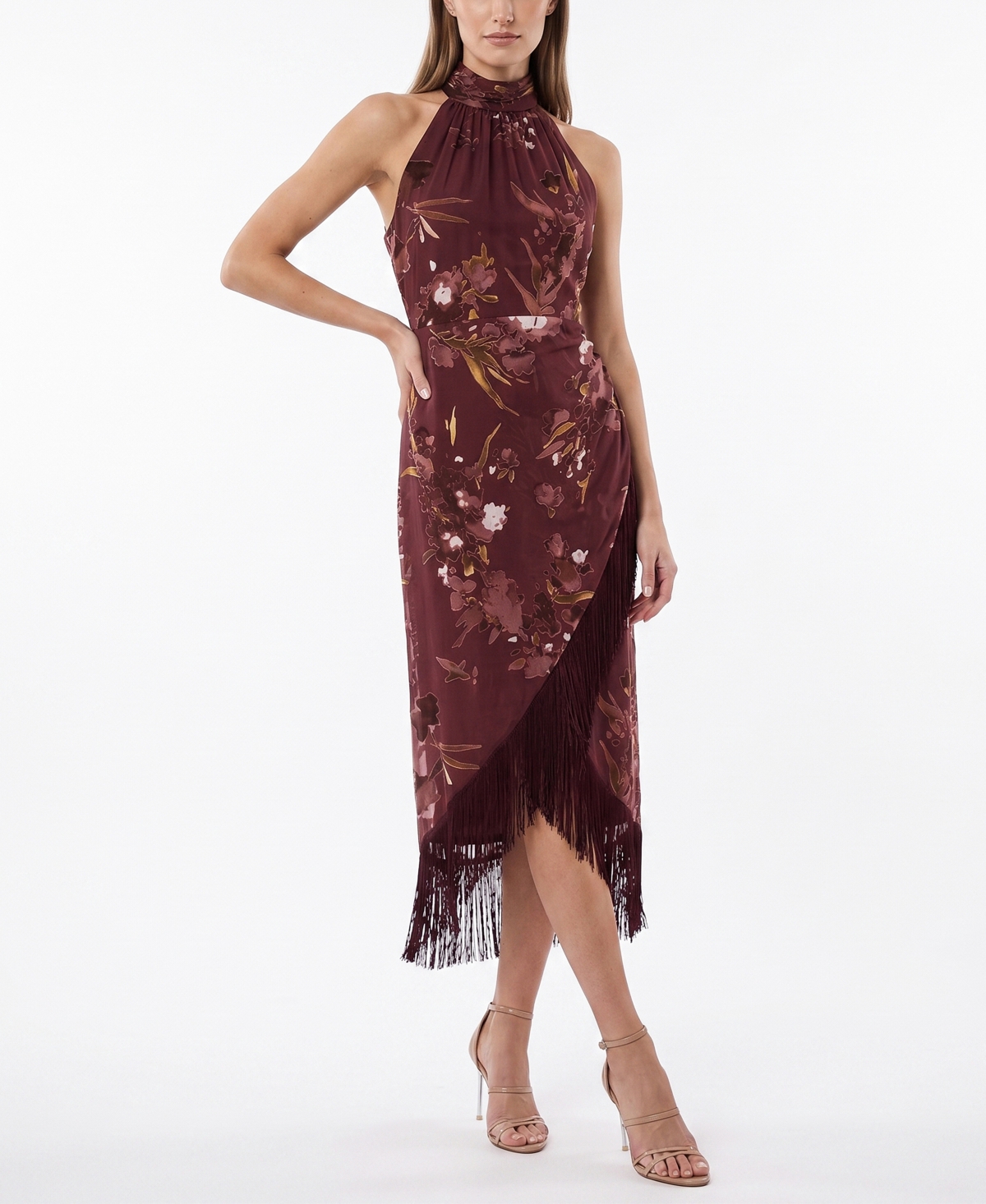 Taylor Women’s Tassel Trimmed Halter Dress – Burgundy Taylor Women’s Tassel Trimmed Halter Dress – Burgundy
