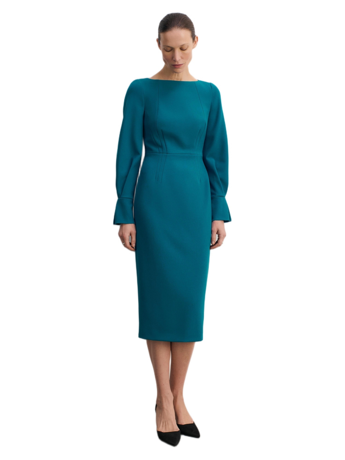 The Fold Women’s Aubrey Sculpt Crepe Dress – Blue The Fold Women’s Aubrey Sculpt Crepe Dress – Blue
