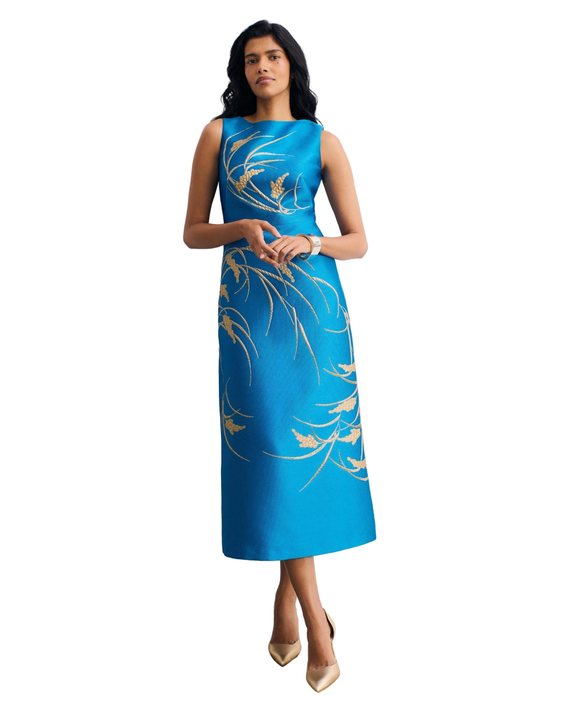The Fold Women’s Eden Jacquard Dress – Blue The Fold Women’s Eden Jacquard Dress – Blue
