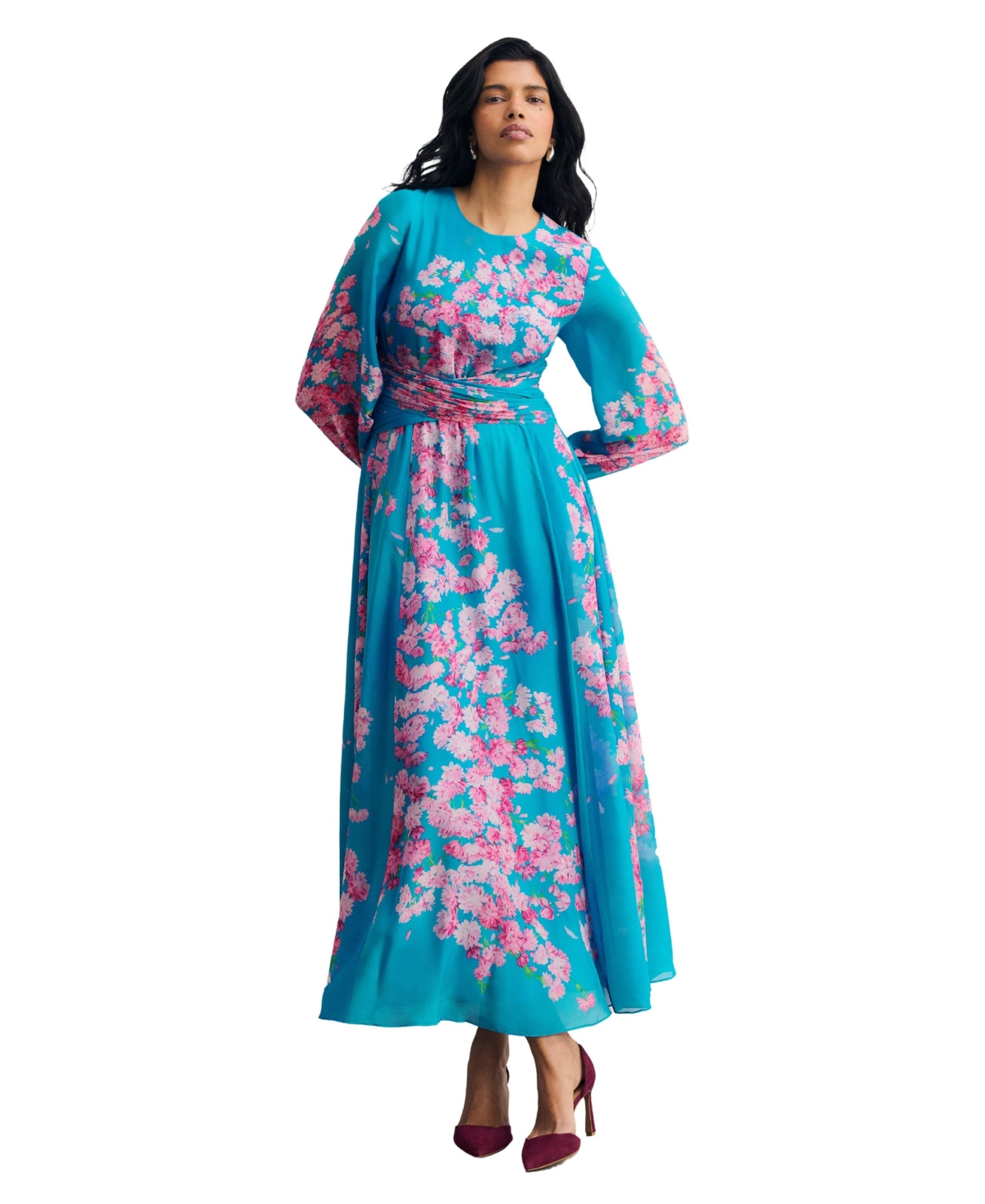 The Fold Women’s Portofino Silk Chiffon Dress – Blue The Fold Women’s Portofino Silk Chiffon Dress – Blue