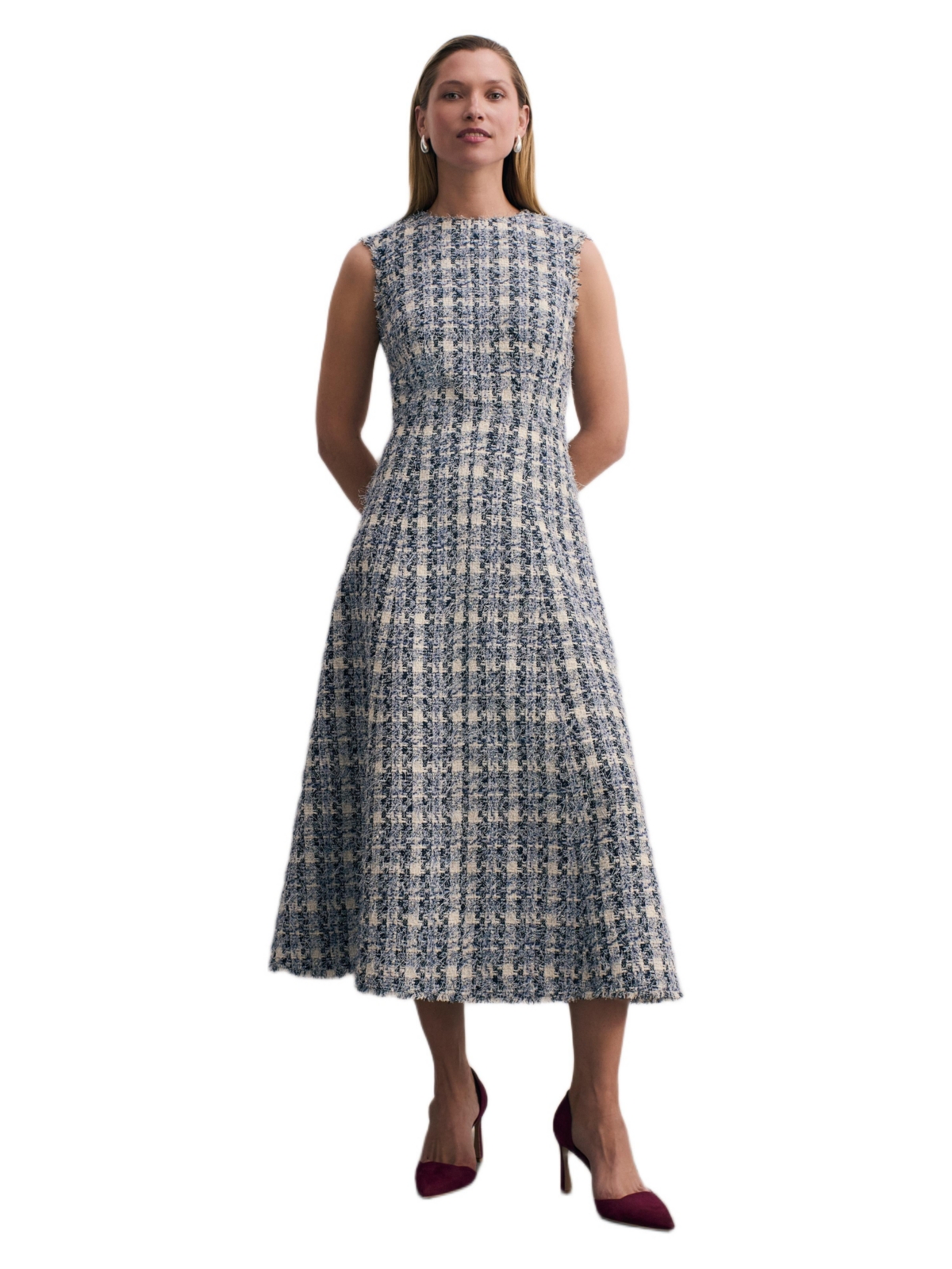The Fold Women’s Tureen Tweed Midi Dress – Navy The Fold Women’s Tureen Tweed Midi Dress – Navy