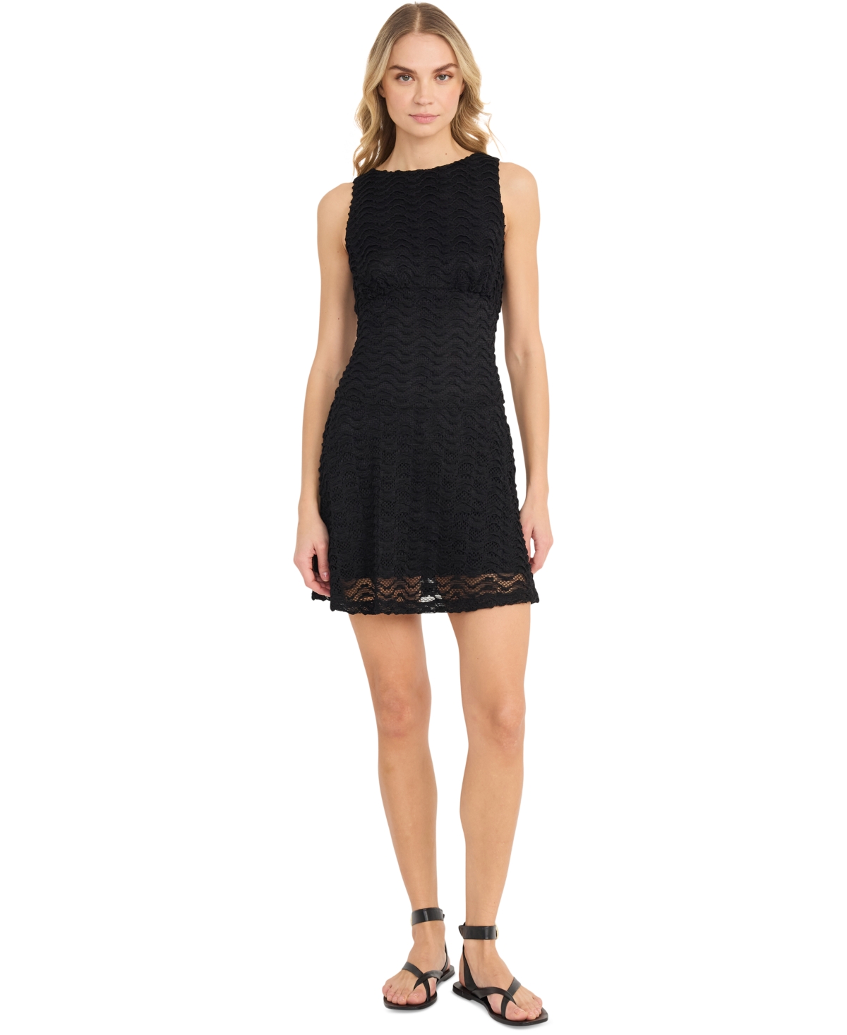 The Good Journey Women’s Crochet Empire-Waist Mini Dress – Black The Good Journey Women’s Crochet Empire-Waist Mini Dress – Black