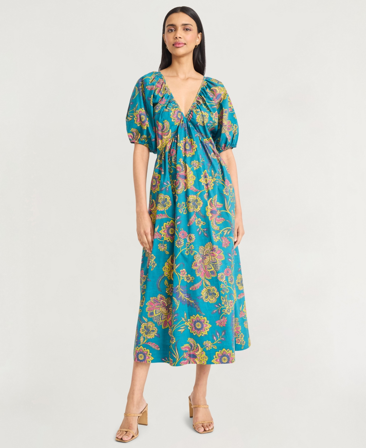 The Good Journey Women’s Paisley Printed Midi Dress – Teal/fuchsia The Good Journey Women’s Paisley Printed Midi Dress – Teal/fuchsia