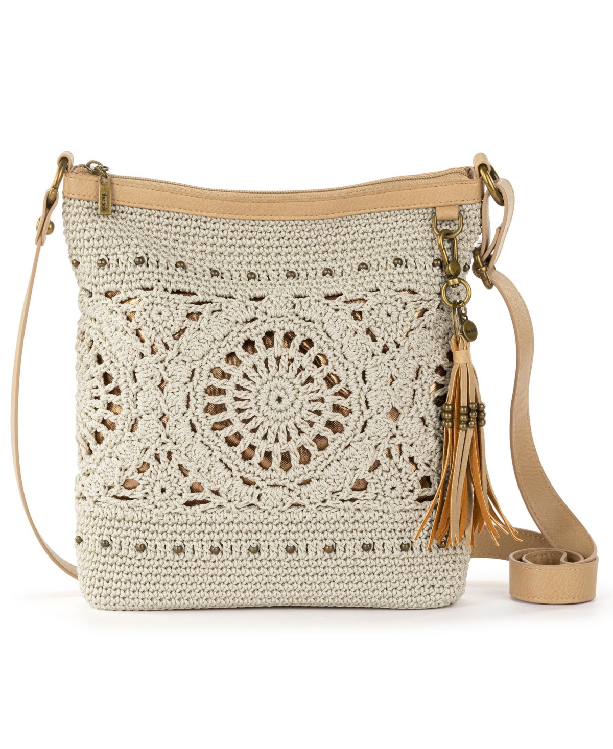 The Sak Women’s Lucia Crochet Small Crossbody Bag – Natural Medallion