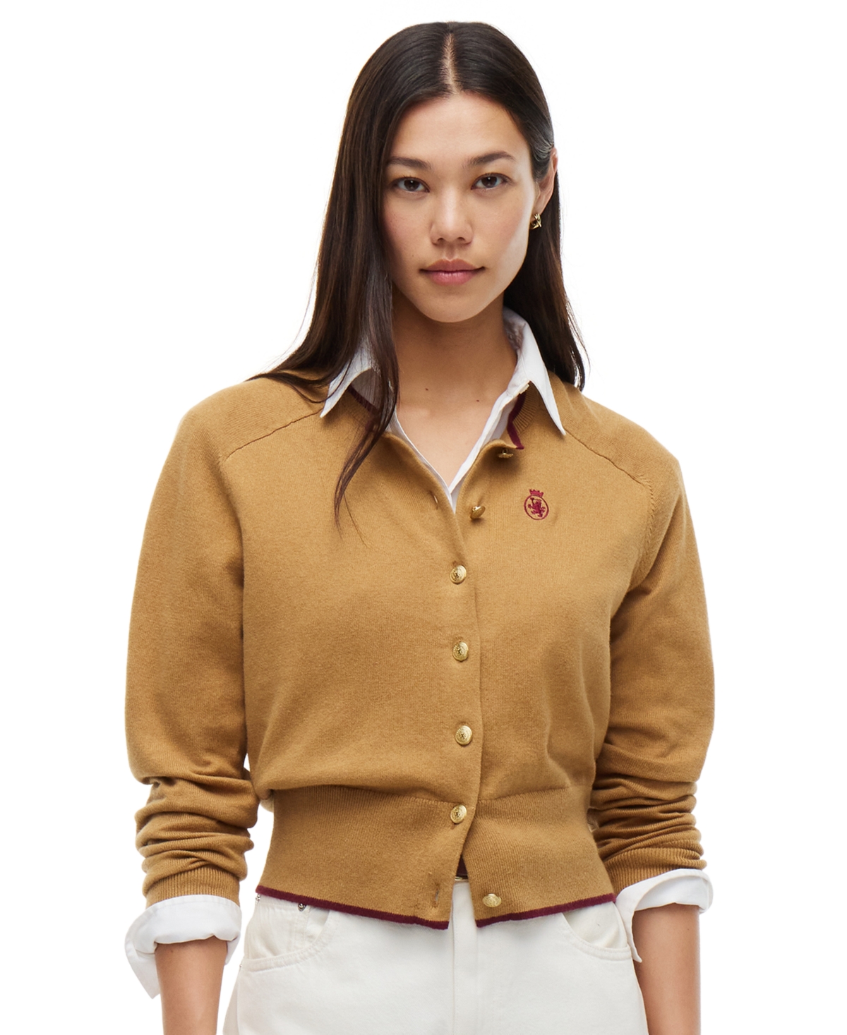 Tommy Hilfiger Women’s American Icons Slim-Fit Button Cardigan – Brown