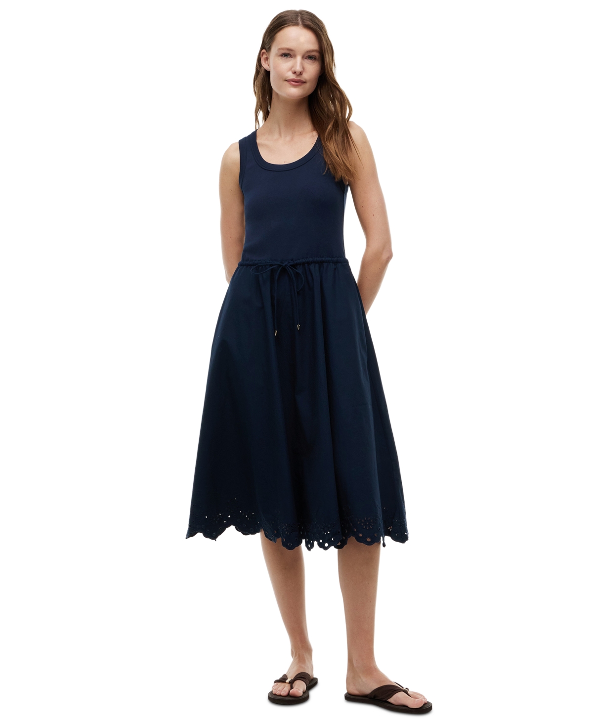 Tommy Hilfiger Women’s Broderie Sleeveless Cotton Dress – Dark Night Navy Tommy Hilfiger Women’s Broderie Sleeveless Cotton Dress – Dark Night Navy