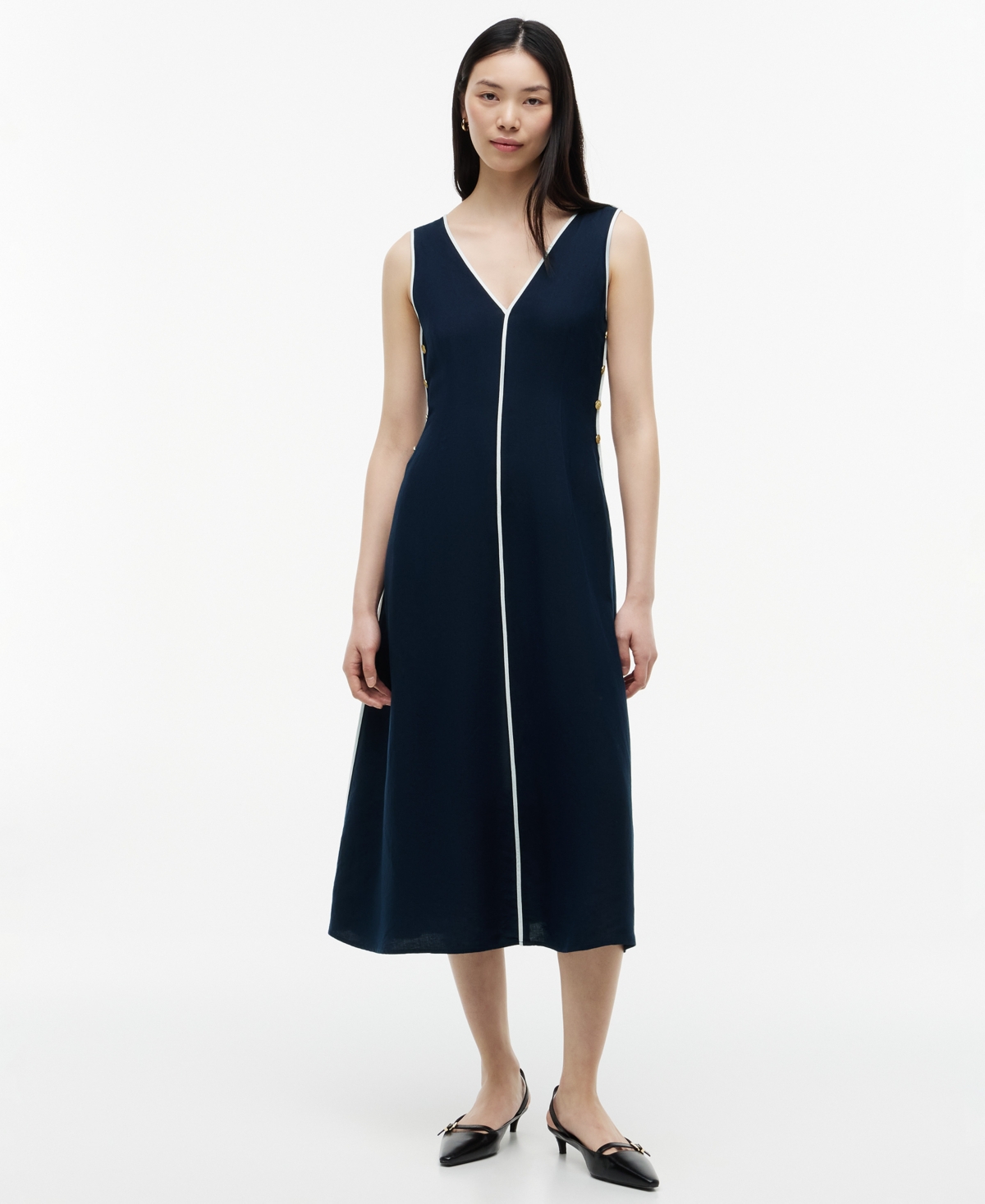 Tommy Hilfiger Women’s Contrast Binding Sleeveless Dress – Dark Night Navy