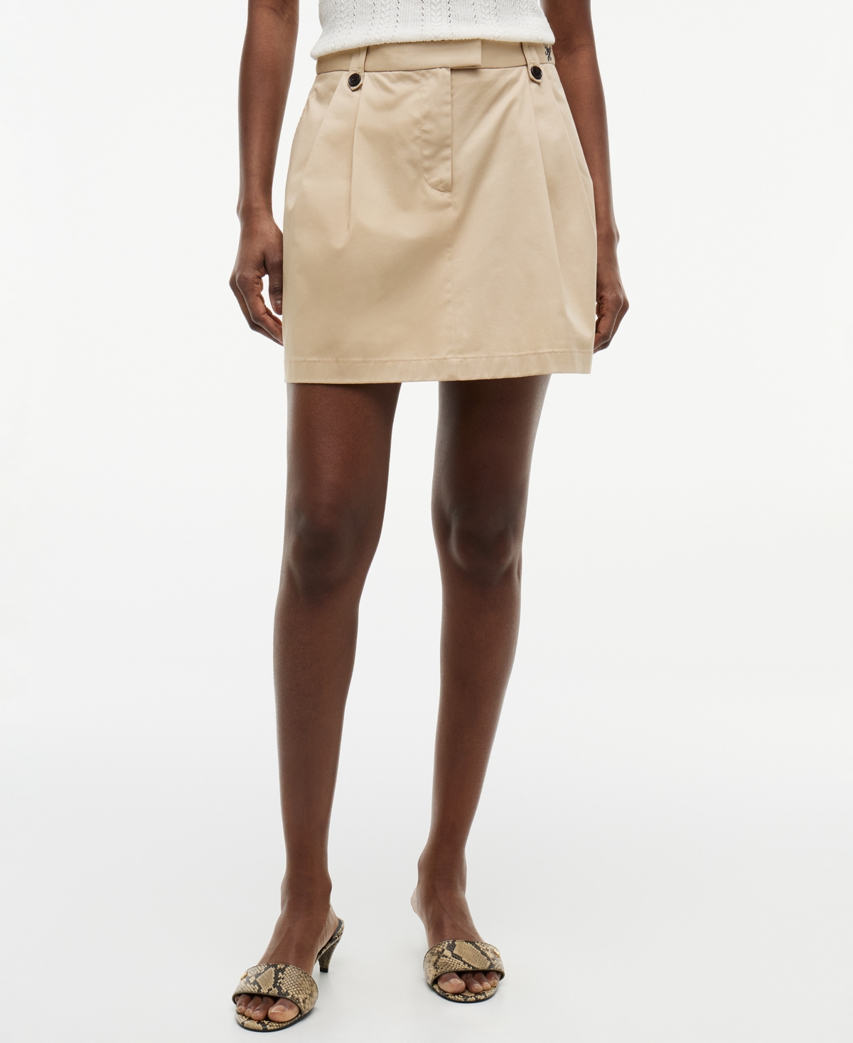 Tommy Hilfiger Women’s Cotton Chino Pleated Mini Skirt – Gentle Gold