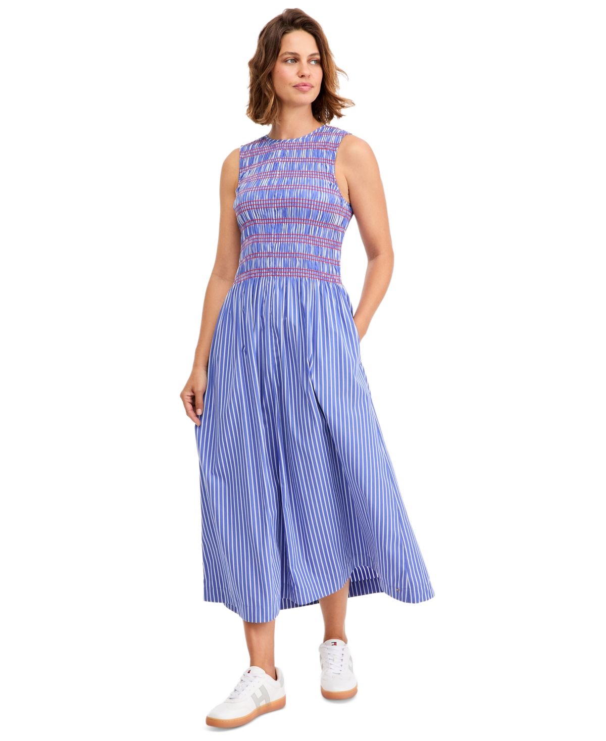 Tommy Hilfiger Women’s Cotton Smocked Striped Maxi Dress – Smocking Stripe Tommy Hilfiger Women’s Cotton Smocked Striped Maxi Dress – Smocking Stripe