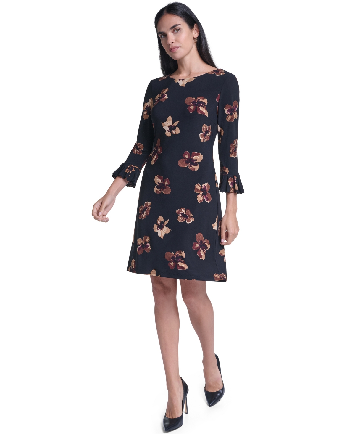 Tommy Hilfiger Women’s Crewneck Shift Dress – Black Multi