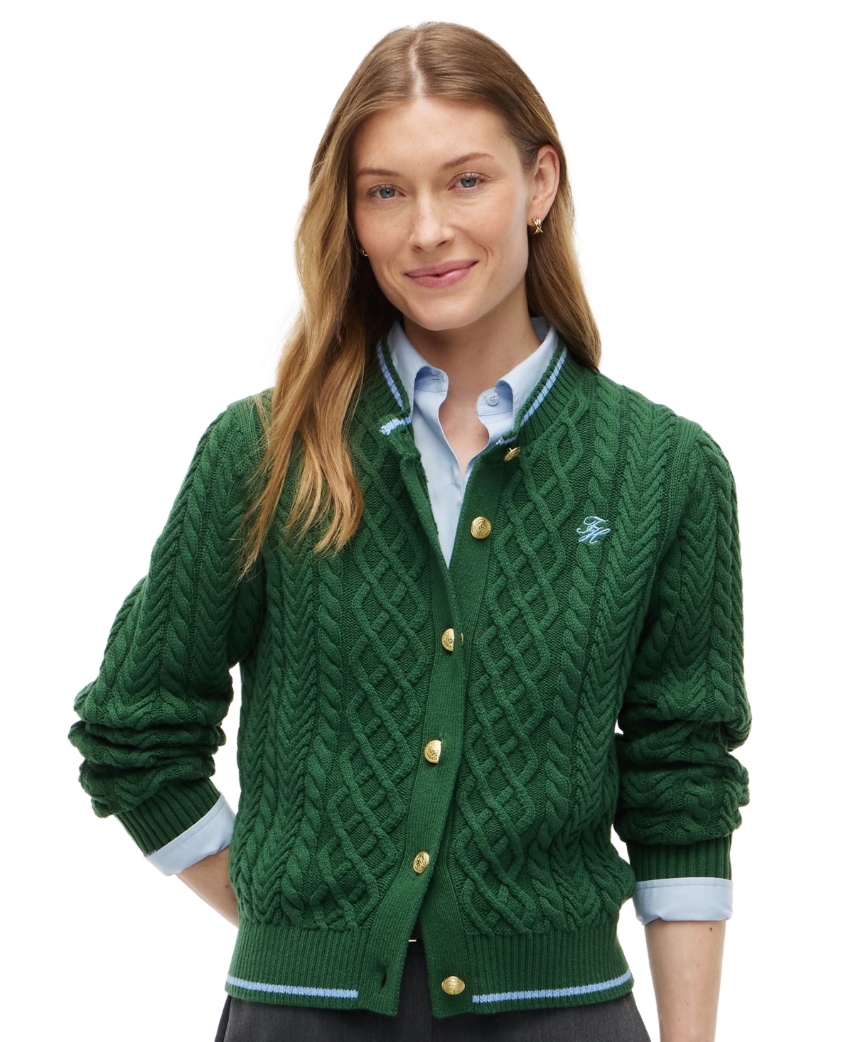 Tommy Hilfiger Women’s Heritage Cable Long-Sleeve Cardigan – Deep Evergreen Tommy Hilfiger Women’s Heritage Cable Long-Sleeve Cardigan – Deep Evergreen