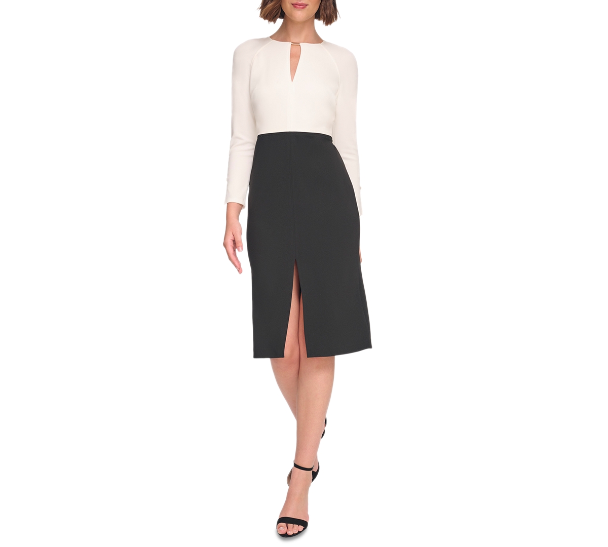 Tommy Hilfiger Women’s Keyhole-Neck Sheath Dress – Cream.black Tommy Hilfiger Women’s Keyhole-Neck Sheath Dress – Cream.black