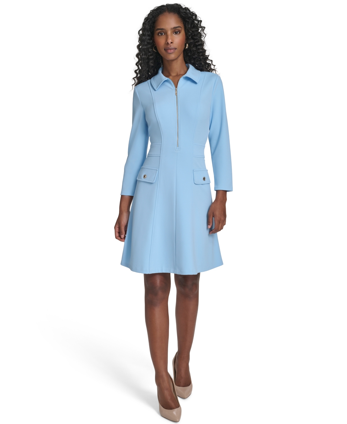 Tommy Hilfiger Women’s Zip-Front Fit and Flare Dress – Breeze Tommy Hilfiger Women’s Zip-Front Fit and Flare Dress – Breeze