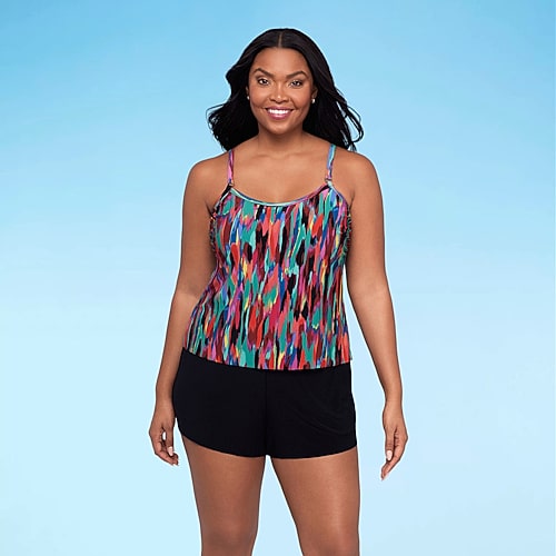 Trimshaper Womens Abstract Moderate Coverage One Piece Swimsuit, 8, Multiple Colors
