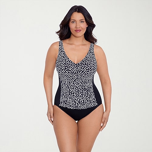 Trimshaper Womens Dots Moderate Coverage One Piece Swimsuit, 12, Black Trimshaper Womens Dots Moderate Coverage One Piece Swimsuit, 12, Black
