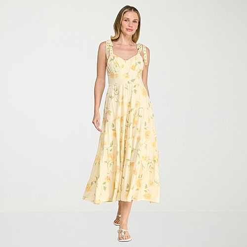 Trixxi Womens Juniors Sweetheart Neck Sleeveless Floral A-Line Dress, Medium, Yellow Trixxi Womens Juniors Sweetheart Neck Sleeveless Floral A-Line Dress, Medium, Yellow