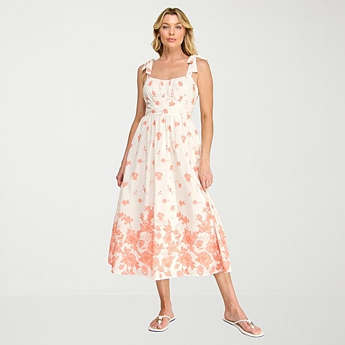 Trixxi Womens Midi Straight Neck Sleeveless Floral A-Line Dress, Small, Pink Trixxi Womens Midi Straight Neck Sleeveless Floral A-Line Dress, Small, Pink