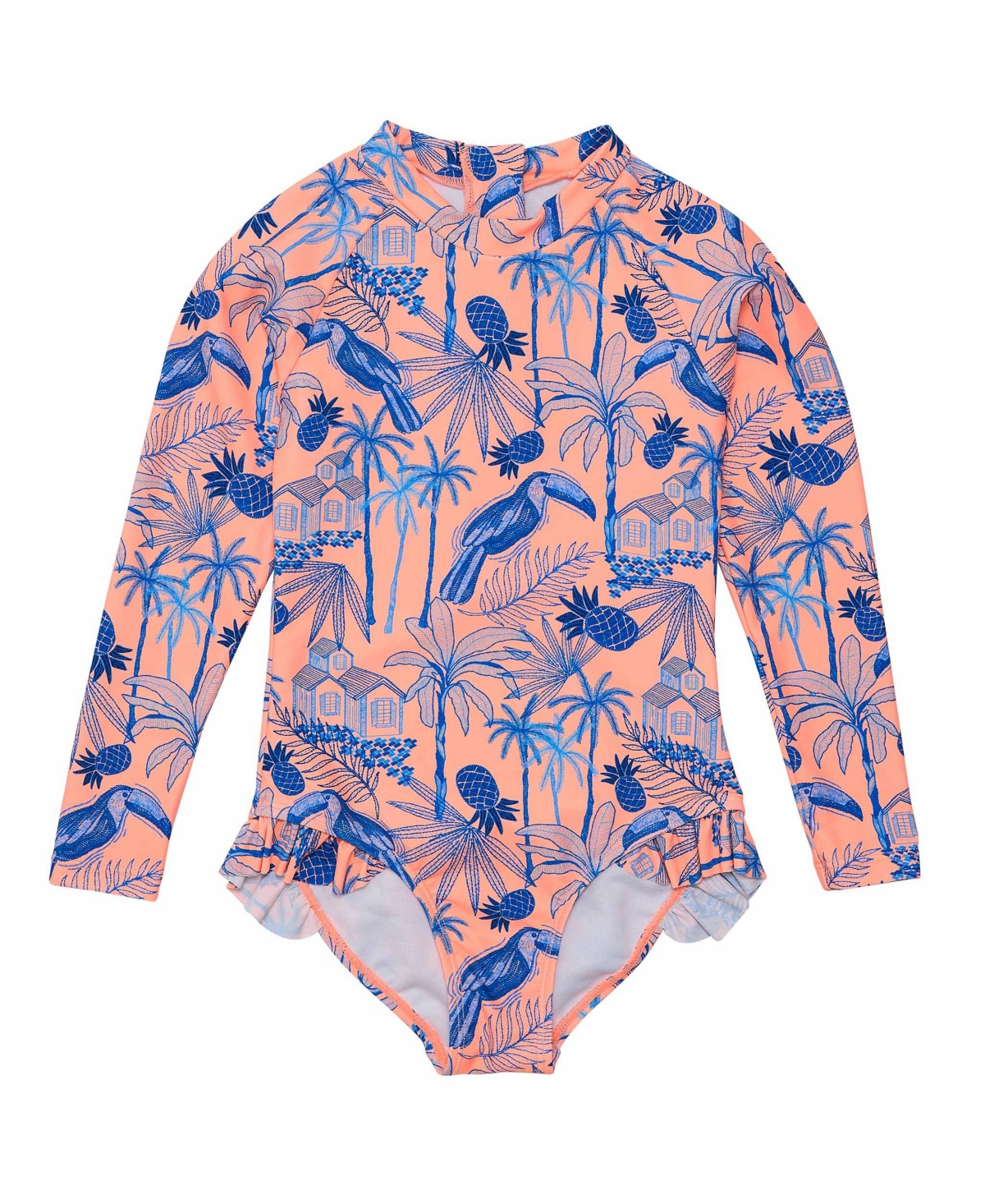 Tropicana Vacay Sustainable Leg Frill Surf Suit – Orange