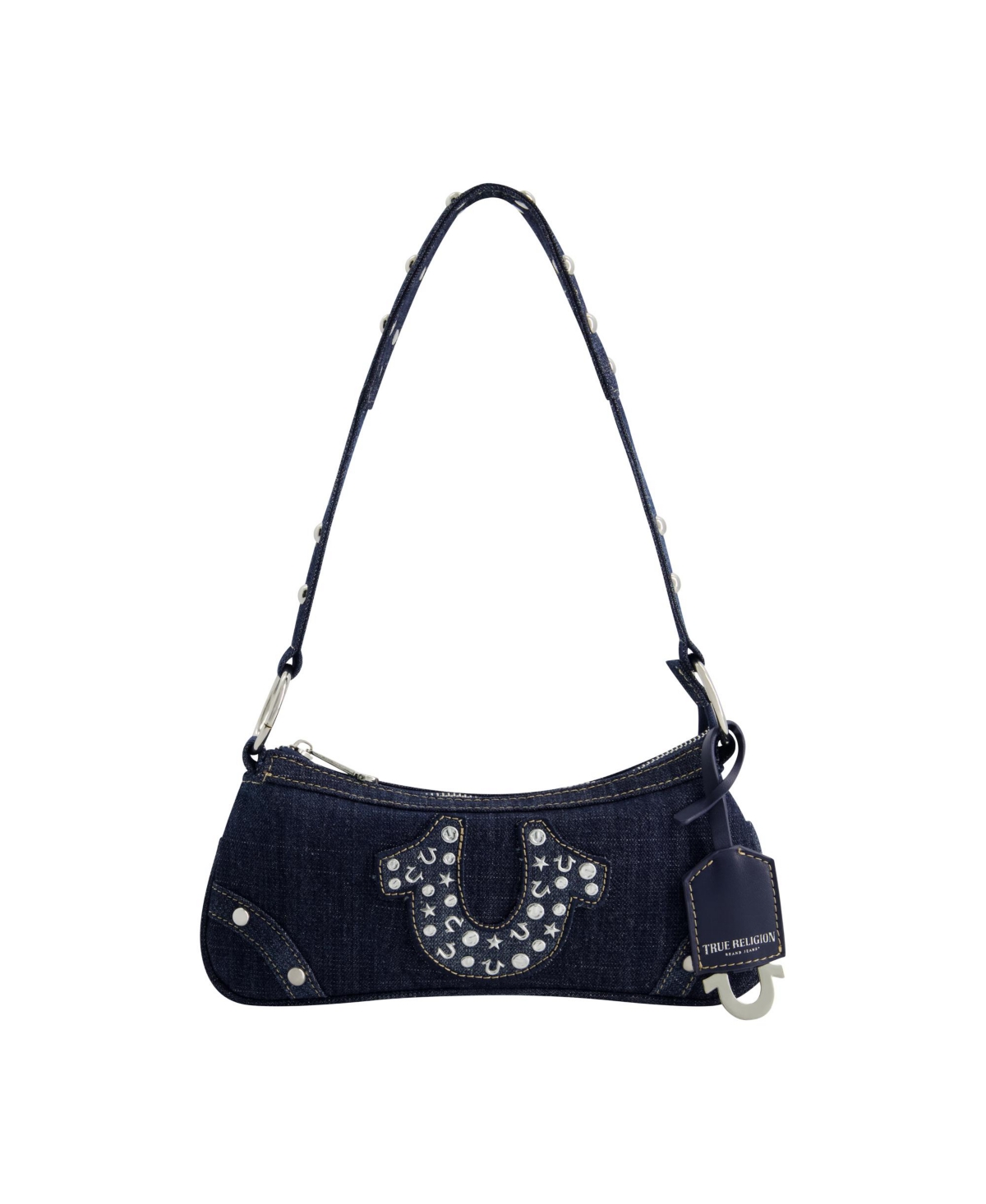 True Religion Studded Horseshoe De True Religion Horseshoe Denim shoulder bag – Blue