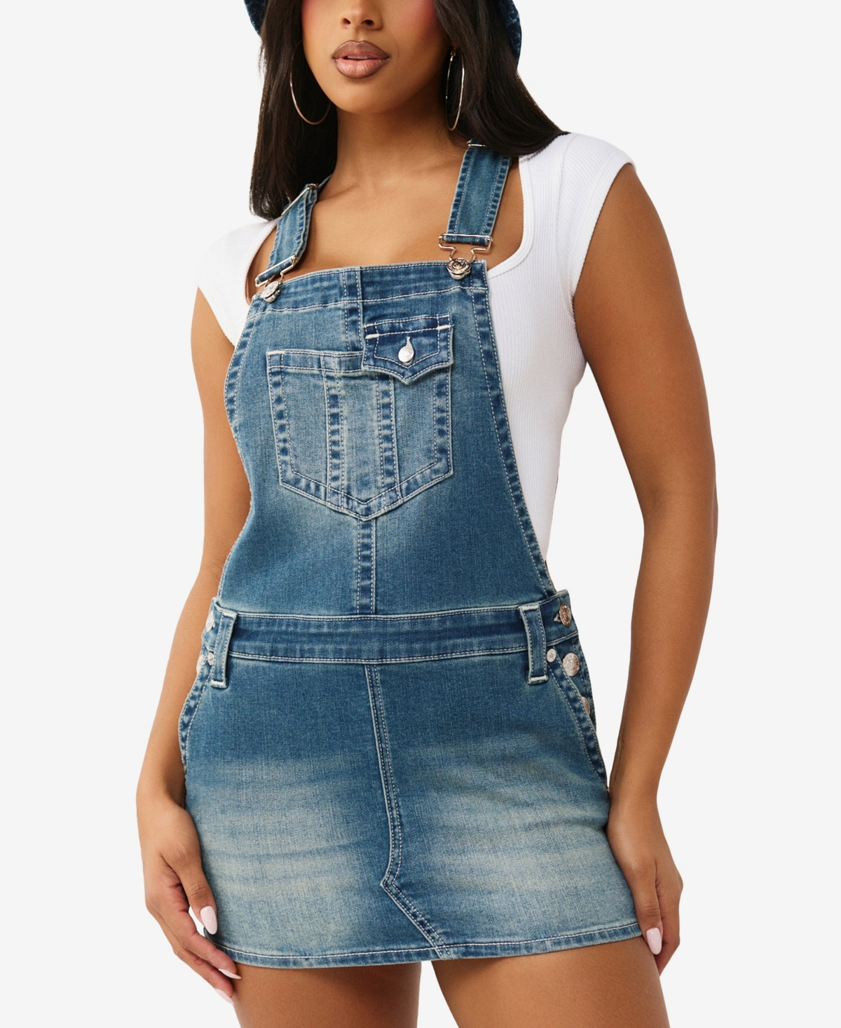 True Religion Women’s Denim Overall Dress – Medium Wash