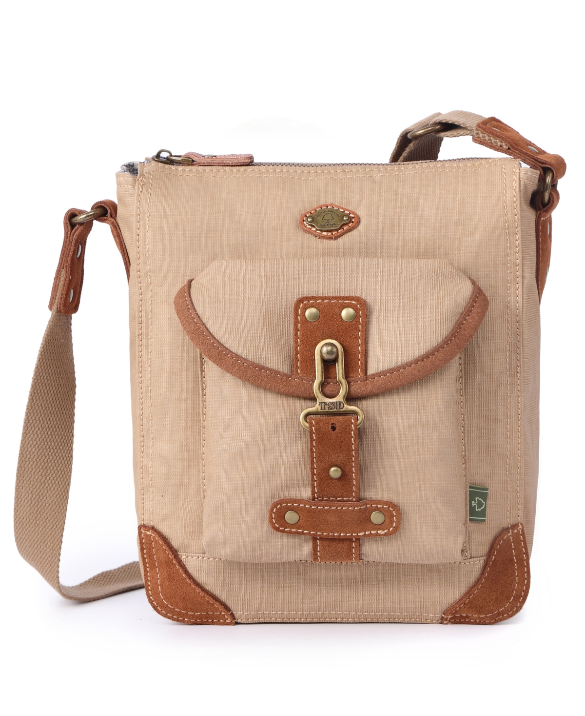 Tsd Brand Dolphin Canvas Crossbody Bag – Beige