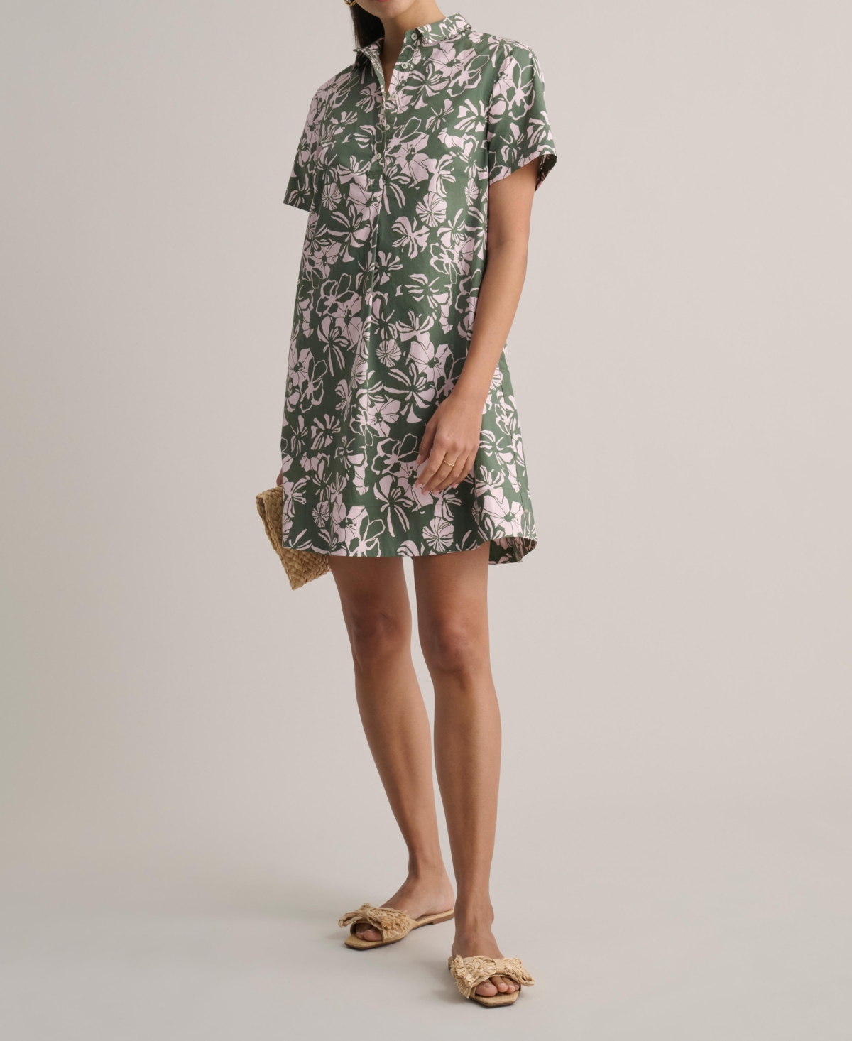 UNTUCKit Women’s Stretch Cotton Floral Popover Izzie Dress – Green UNTUCKit Women’s Stretch Cotton Floral Popover Izzie Dress – Green