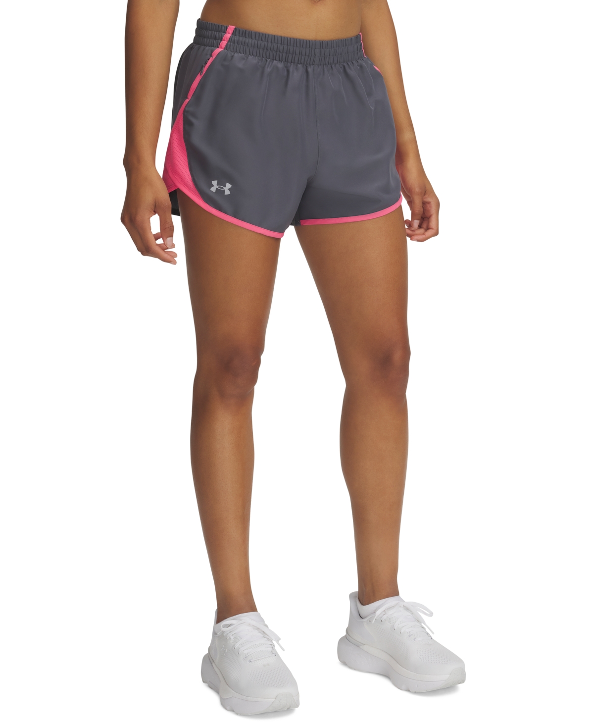 Under Armour Women’s Fly By Mesh-Panel Running Shorts – Castlerock/Pink Under Armour Women’s Fly By Mesh-Panel Running Shorts – Castlerock/Pink