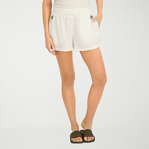 VOLCOM Womens Mid Rise Juniors Pull-On Short, Medium, White