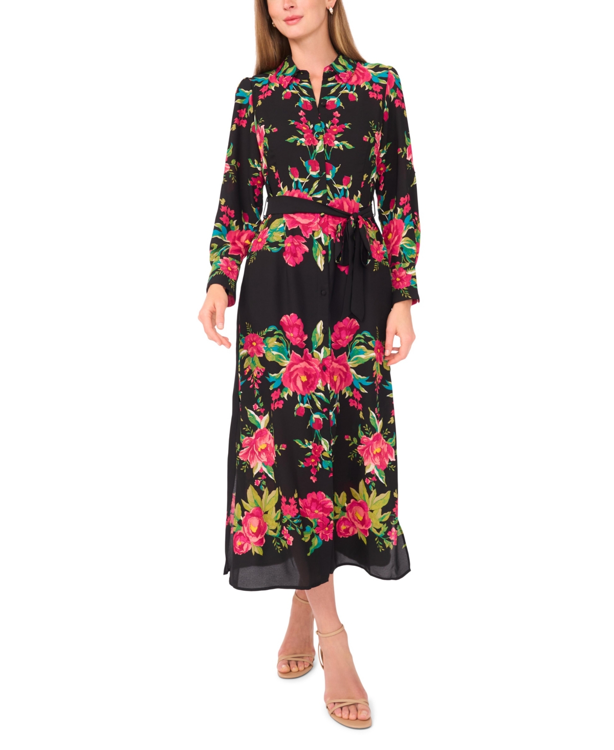 Vince Camuto Women’s Collared Long-Sleeve Dress – Wild Raspberry