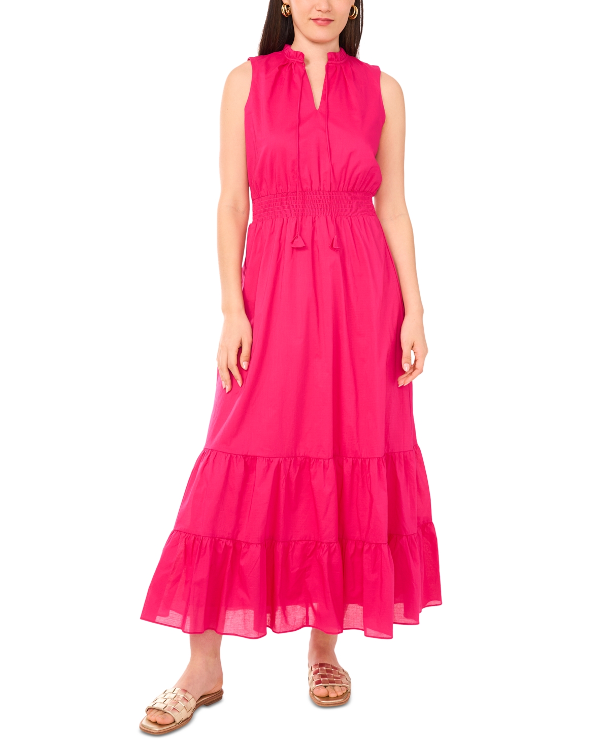 Vince Camuto Women’s Cotton Tiered Maxi Dress – Bright Ros Vince Camuto Women’s Cotton Tiered Maxi Dress – Bright Ros