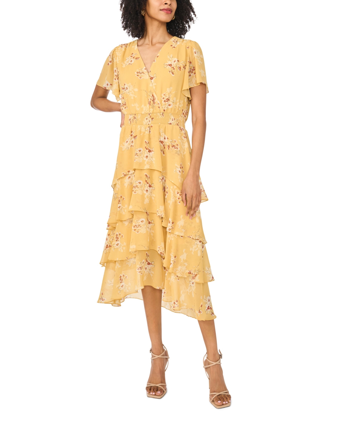 Vince Camuto Women’s Four-Tier Layered Midi Dress – Golden Vince Camuto Women’s Four-Tier Layered Midi Dress – Golden