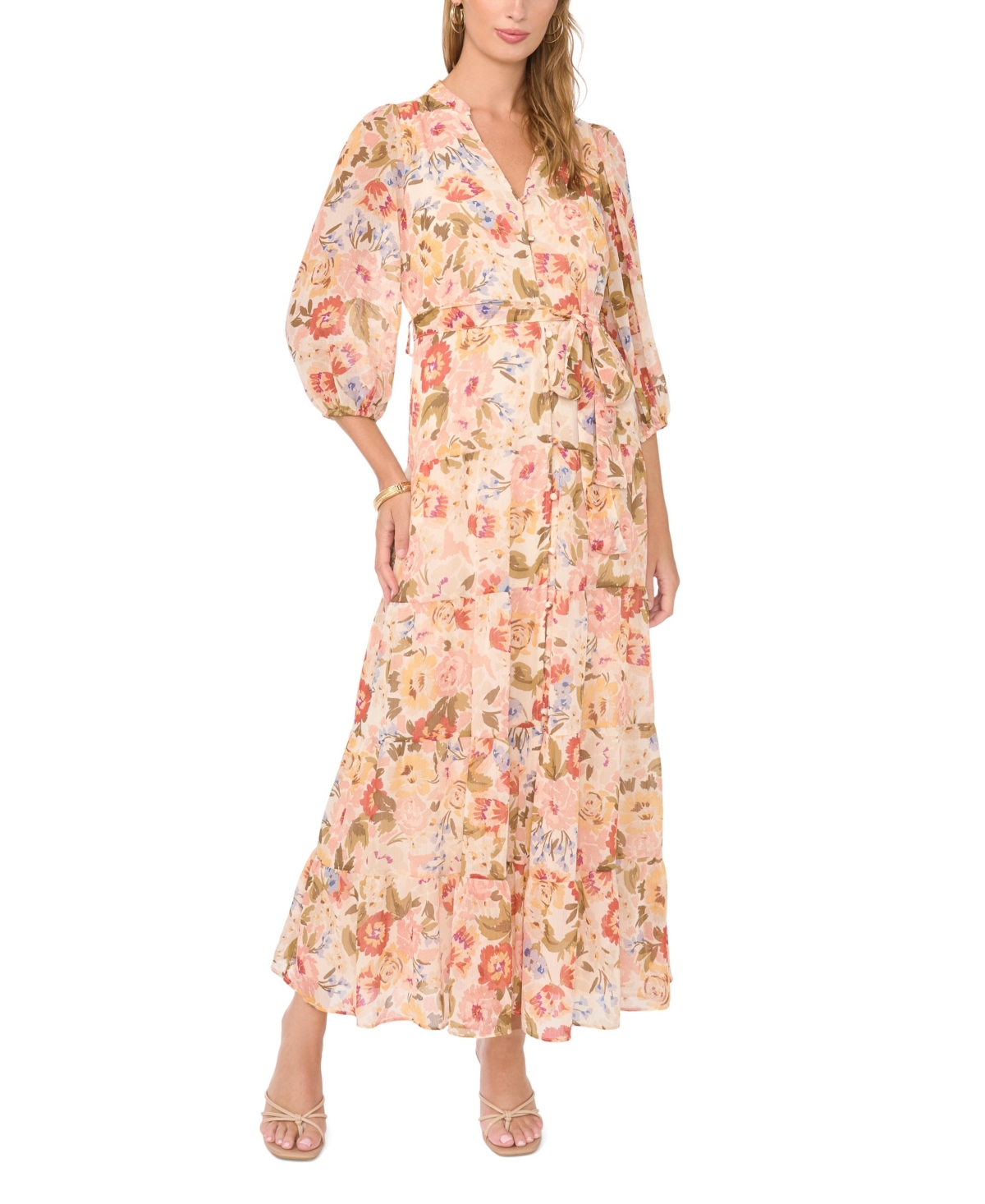 Vince Camuto Women’s Long-Sleeve V-Neck Dress – Sand Drift Vince Camuto Women’s Long-Sleeve V-Neck Dress – Sand Drift