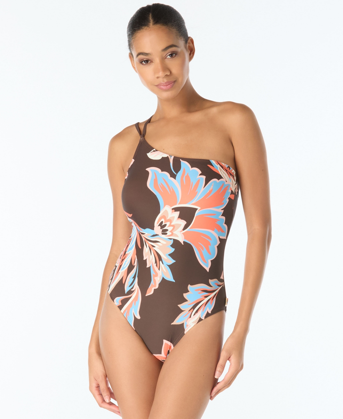 Vince Camuto Women’s One-Shoulder One-Piece Swimsuit – Chocolate
