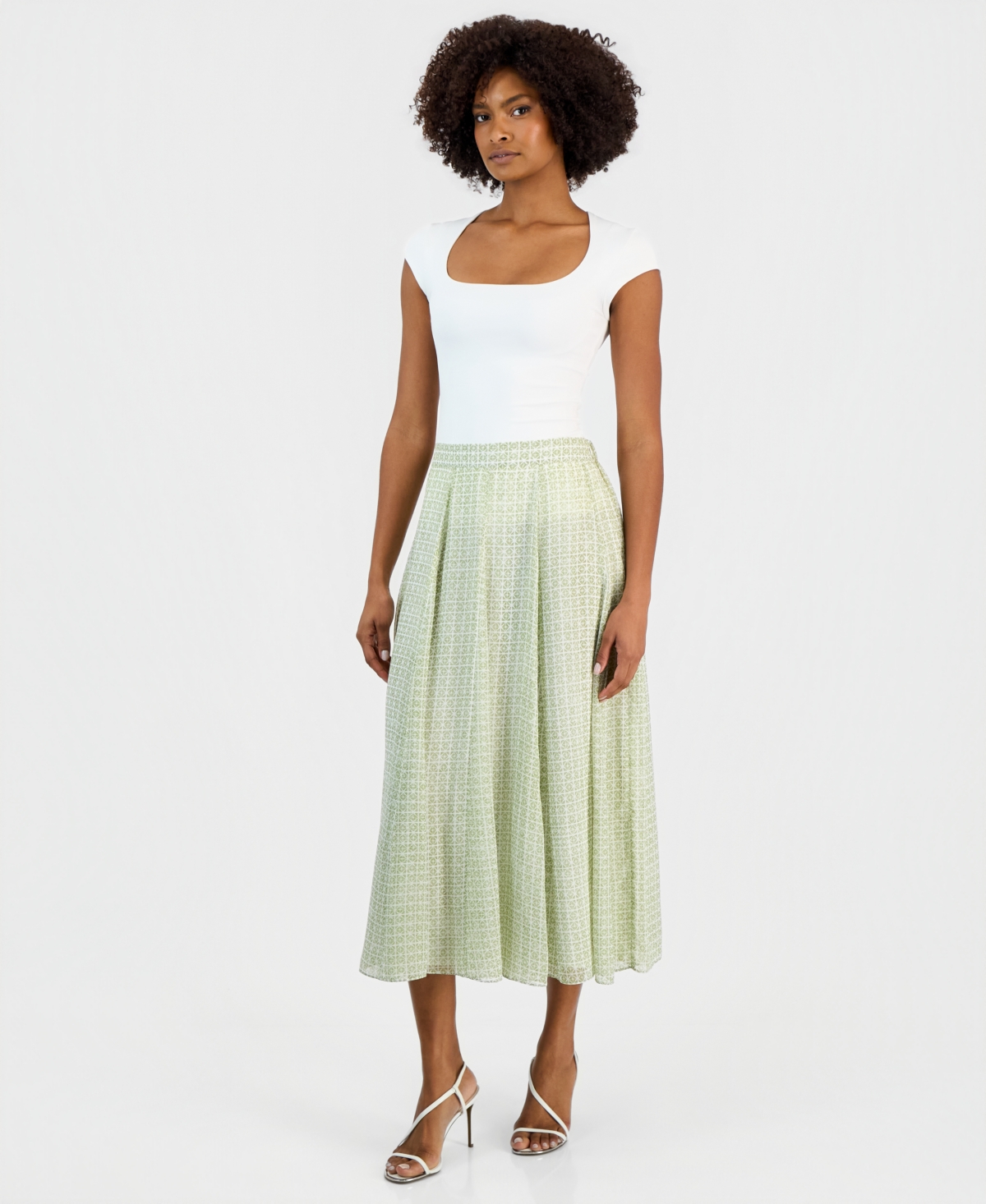 Vince Camuto Women’s Pull-On Pleated-Waist Skirt – Sage Vince Camuto Women’s Pull-On Pleated-Waist Skirt – Sage