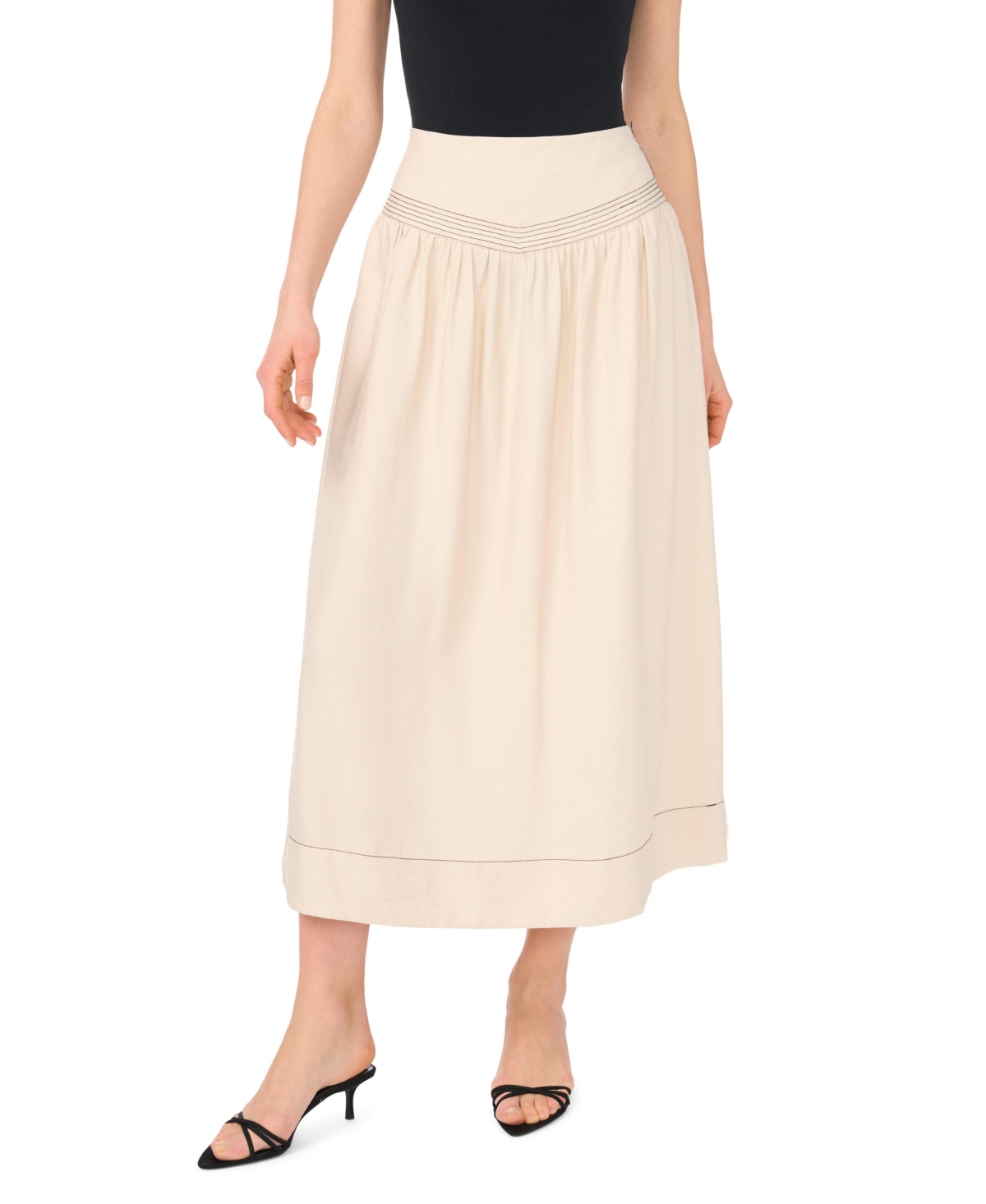 Vince Camuto Women’s Trapunto Toke Midi Skirt – Soft Cream