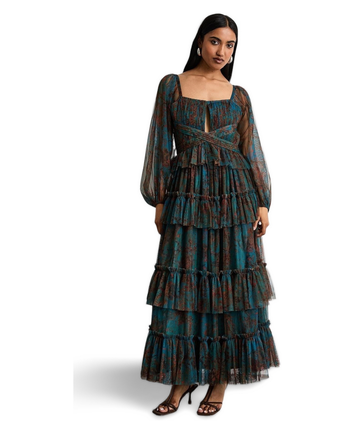 Warehouse Women’s Abstract Print Cut Out Maxi Dress – Blue Warehouse Women’s Abstract Print Cut Out Maxi Dress – Blue