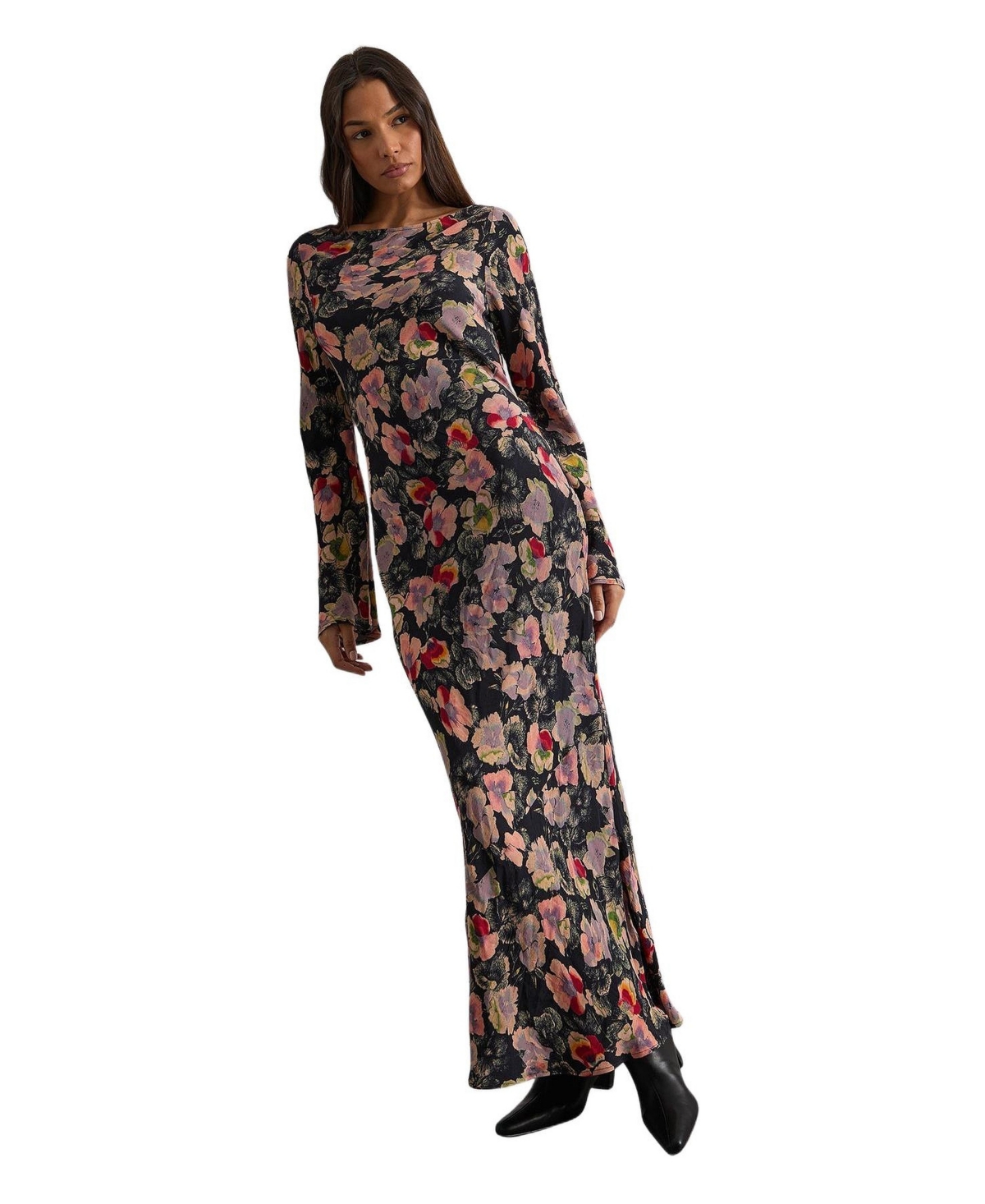 Warehouse Women’s Floral Bias Cut Scoop Back Midaxi Dress – Floral