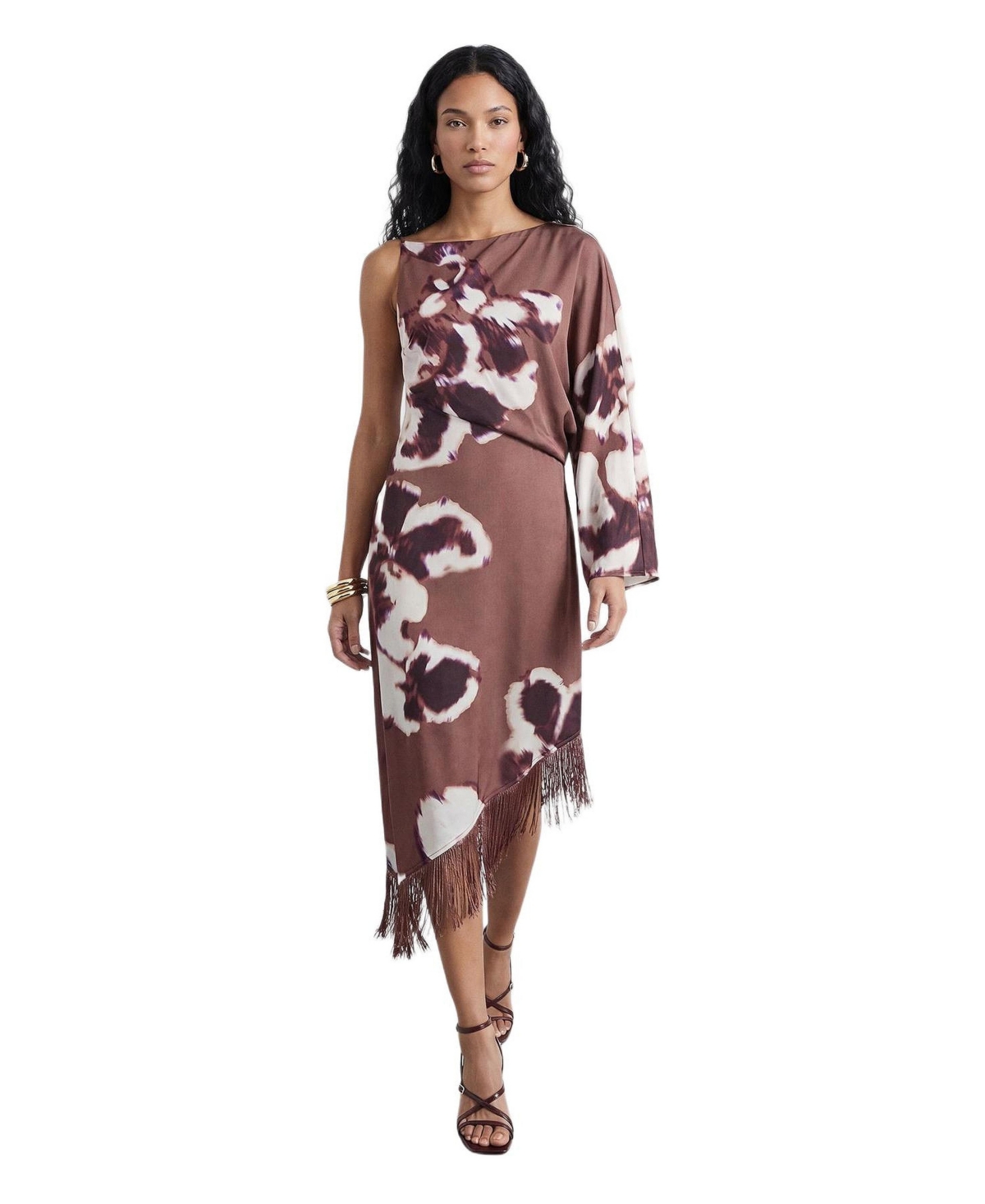 Warehouse Women’s One Shoulder Satin Midi Dress – Floral Warehouse Women’s One Shoulder Satin Midi Dress – Floral