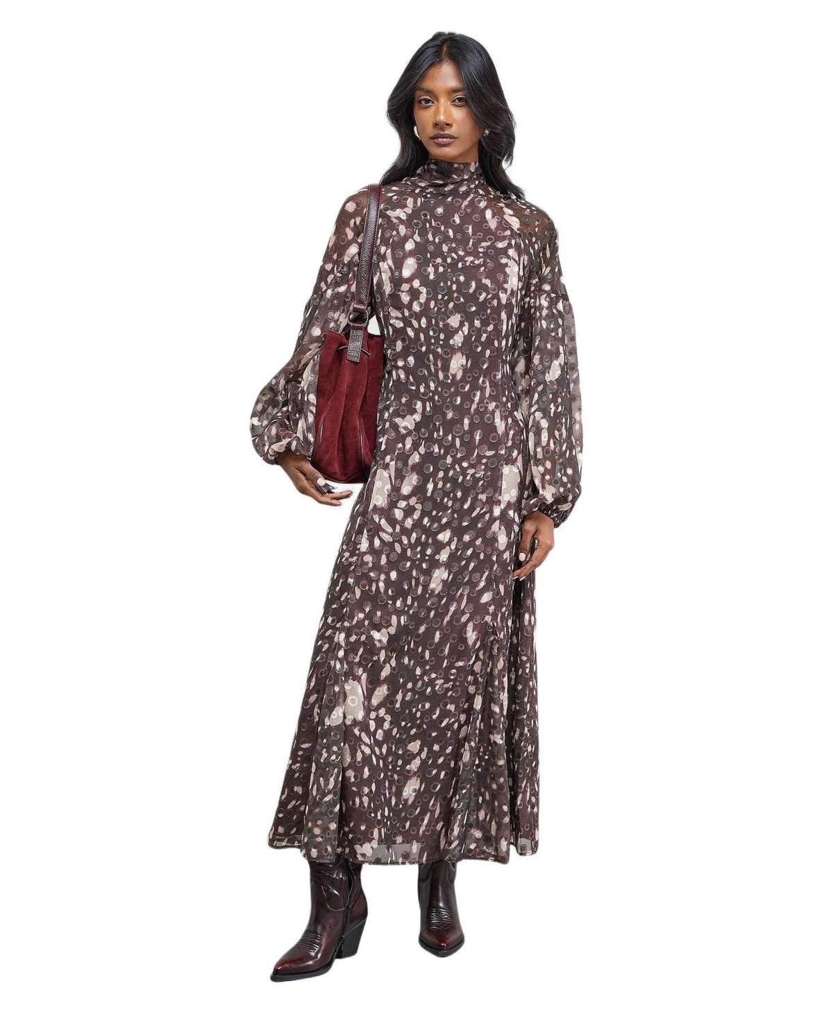 Warehouse Women’s Paisley Burnout Spot Godet Midi Dress – Floral Warehouse Women’s Paisley Burnout Spot Godet Midi Dress – Floral