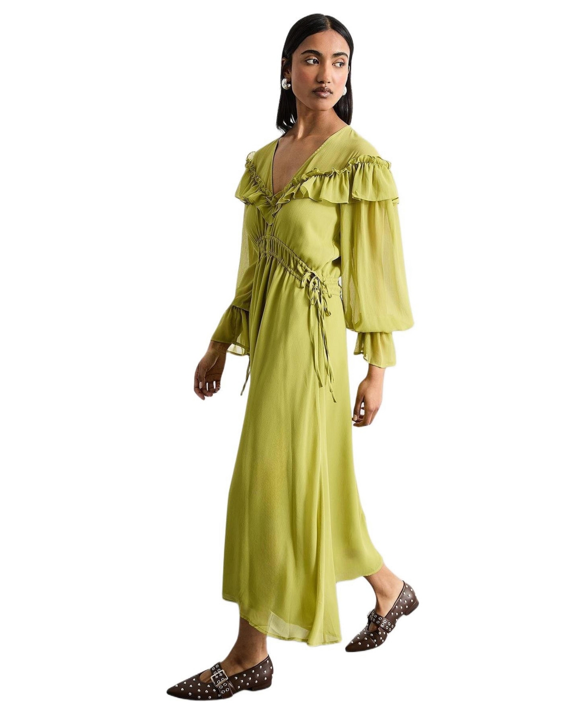 Warehouse Women’s Ruffle Shoulder Detail Boho Maxi Dress – Chartreuse Warehouse Women’s Ruffle Shoulder Detail Boho Maxi Dress – Chartreuse