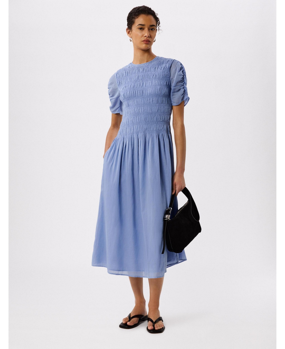 Whistles Women’s Avery Smocked Midi Dress – Pale blue Whistles Women’s Avery Smocked Midi Dress – Pale blue